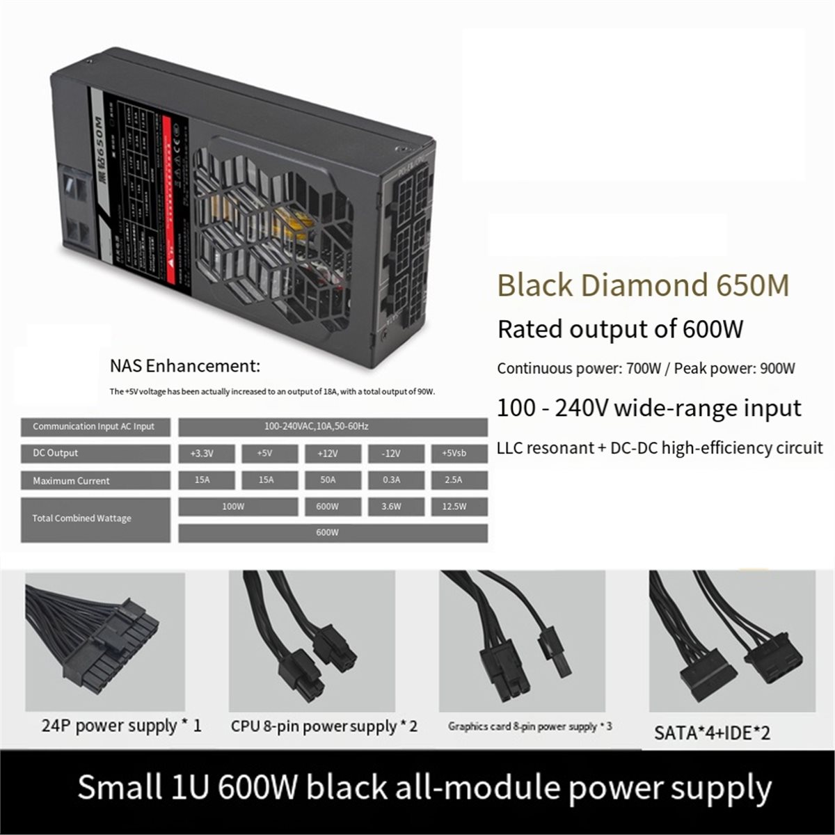 Flex Atx Power Supply 600W 1U - Alimentation modulaire A14G Flex 600W, petite